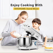 VIVOHOME X00238UZVR 660W 10 Speed 6 Quart Tilt-Head Kitchen Electric Food Mixer with Beater, Dough Hook, Wire Whip and Egg Separator, Silver
