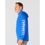 Carhartt Men's Force Relaxed Fit Midweight Long-Sleeve Hooded T-Shirt with FastDry Sweat-Wicking and UPF 25+ Sun Protection, Electric Indigo, X-Large, 106654