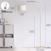 SUNMORY Arc Floor Lamp, Gold, 75in Tall, 3 Color Temperature, 9W A19 LED Bulb Included, Foot Switch, Hanging Linen Drum Shade, Adjustable Rotatable Head