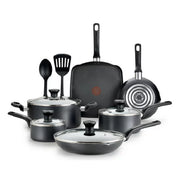T-fal B087SC64 Easy Care Nonstick Cookware 12 Piece Set, Grey