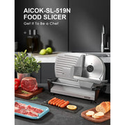 Aicok 519 FOHERE Meat Slicer, 200W Meat Slicer for Home Use, Electric Food Slicer with Two 7.5