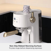 Thyme & Table TT1585R Barista Mini Espresso Machine, 15-Bar Pressure, Single-Hole Steam Wand, Sand White, Removable Water Tank