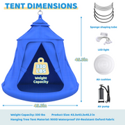 G TALECO GEAR GTG-001 Metal Swing Set with Play Tent Swing Chair, Outdoor Indoor Sensory Swings for Autism Kids and Adults, 330 lbs, Blue