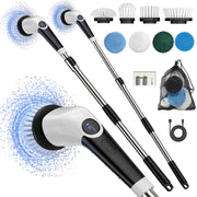 YKYI Electric Spin Scrubber with 8 Interchangeable Brush Heads, 3-Speed Settings, Voice Broadcast, Adjustable Telescopic Handle