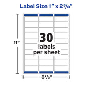 Avery 5136 Address Labels, 1 x 2-5/8 in, Permanent Adhesive, Laser Printer Compatible, Bulk Pack of 3,000, White