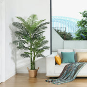DR.Planzen Artificial Golden Cane Palm Plants 6 Feet Fake Tree for Home Decor Indoor Outdoor Faux Areca Palm Tree in Pot for Home Office