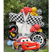 Cymylar 5Pcs Lightning Car Racing Tire Flag Foil Mylar Balloon Set, Red Pickup Truck, 35-Inch