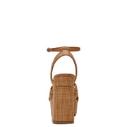 DV Dolce Vita Whishora Platform Block Heel Sandal, Woven Raffia, Adjustable Ankle Strap, Open Toe, 4.5 in Heel