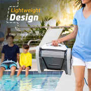 Dolphin Robotic Automatic Pool Cleaner with Active Scrubbing Brush, White and Black, for Above-Ground Pools up to 30ft, Explorer E10