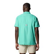 Columbia PFG Slack Tide Camp Short-Sleeve Button-Down Shirt, Omni-Shade UPF 50 Sun Protection, Omni-Wick Moisture Management, Glaze Green, 2XLT, 157705