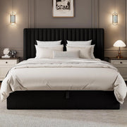 iPormis WN8S-I870100484B3 Full Size Bed Frame with Lift up Storage & Wingback Headboard, Black