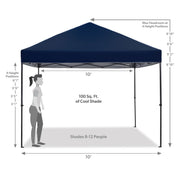 10'x10' Instant Canopy EasyLift Technology - Sturdy Powder Coated Steel Frame