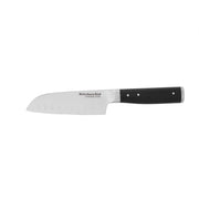 KitchenAid Gourmet Forged Triple Rivet Santoku Knife, 5-Inch, Black, Custom-Fit Blade Cover, KO5IKSSOHOBA