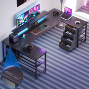 KKL 66 inch U Shaped Writing Gaming Desk with Drawers, Black - Modern