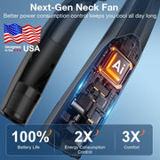 Unbranded AI Neck Fan Wearable Personal Fan with 6 Adjustable Speeds, Rechargeable 6000mAh Battery, Ultra Quiet Cooling for Home Office Travel Outdoor