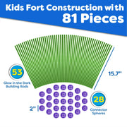 Power Your Fun GLWBLDFRT 81pc Glow in the Dark Fort Kids Tent Building Toys Outdoor Playhouse