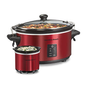 Hamilton Beach 7 Qt Programmable Slow Cooker with Party Dipper Food Warmer, Grey, 33774