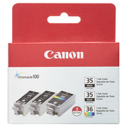 Canon ChromaLife 100 Printer Ink Cartridges, PGI-35 Black (2) and CLI-36 Color (1) Value Pack, 3-Pack, 1509B027
