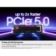 Samsung 9100 PRO 1TB Internal Solid State Drive, PCIe Gen 5x4 NVMe, M.2 2280, Sequential Read Speeds up to 14,700 MB/s, MZ-VAP1T0B/AM