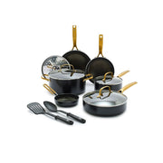Blue Diamond Gold Edition Ceramic Nonstick 12 Piece Cookware Set - Dishwasher safe