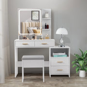 Ktaxon Lighted Makeup Vanity Table Set, White-4 Drawer