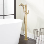 Signature Hardware 559361 Beasley Single Handle Lever Floor Mount Filler in Aged Brass - Less Valve