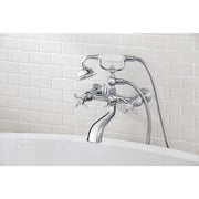Moen S22105 Weymouth Two Handle Floor Mounted Tub Filler with Hand Shower, Chrome