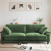 HOMSHADE Corduroy Sofa, 83-Inch, Ultra-Deep 22-Inch Seat, Green, Solid Wood Frame, Tool-Free Assembly, Includes 2 Pillows