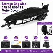 Agricasst 1200D Trailerable Boat Cover, Heavy Duty Waterproof PU Material, Black, Fits 20-22FT Boats