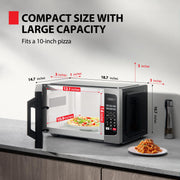 Toshiba Countertop Microwave Oven, 0.9 Cu Ft, 900W, Stainless Steel, 6 Auto Menus, Child Lock, Mute Function, ML-EM09PA(SS)