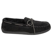 Minnetonka Moccasin Sheepskin Hardsole Mocs for Men - Black - 12M