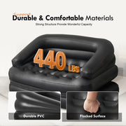 Honeydrill Inflatable Sofa Air Couch, 5-in-1 Multi-Function, Full Size 78in x 54in x 24in, Black, PVC