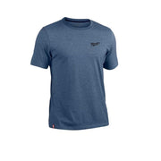 Milwaukee 603BL-L Men's Cotton/Polyester Short-Sleeve Hybrid Work T-Shirt, L, Blue
