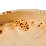 Beautiful 531692WEB Round Burlwood Tabletop Tray with Gold Handles, Taupe, 1.75 in x 15.75 in by Beautiful