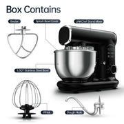 Yumystori Stand Mixer, 5.3 Qt Stainless Steel Bowl, 6-Speed Tilt-Head Electric Kitchen Mixer, Black, SM10380