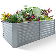 Land Guard Raised Garden Bed, 8x4x2 ft Galvanized Metal Planter Box, 24-Inch Deep, Rust Resistant, Modern Gray, F4