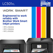 Brother LC501XLBK High Yield Black Ink Cartridge, 500 Page Yield, Compatible with MFC-J1260W, MFC-J1360DW, MFC-J1410DW