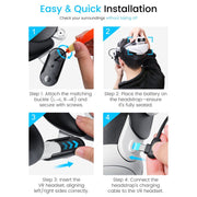 Esywen Head Strap for Meta Quest 2, 3, 3S VR Headset with 10000mAh Rechargeable Battery, Adjustable Knob, Flip-Up Design, White, MQ3003