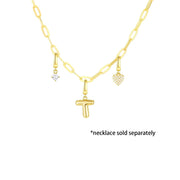 Brilliance Fine Jewelry Simulated Diamond Initial T Charm Set, 14KT Gold Plated Sterling Silver, Push In Closure