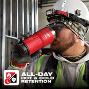 Milwaukee 48-82-8392R PACKOUT Tumbler, 20 oz, Red Metal, Twist and Lock Connectivity, Dishwasher Safe
