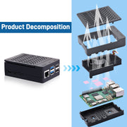 52Pi Starter Kit for Raspberry Pi 5, 8GB RAM, 64GB Storage, ABS Case with Armor Lite V5 Cooler, Dual Micro HDMI Cables, 27W USB C Power Supply