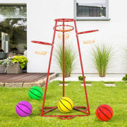 Bruce & Shark 4-Hoop Kids Basketball Hoop Portable Stand Set with 4 Balls for Ages 3+