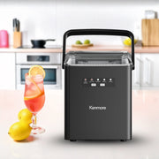 Kenmore Portable Countertop Bullet Ice Maker, 26 lb Daily Output, Fast Ice in 6-7 Minutes, Two Ice Sizes, Self-Cleaning, Black, KKIMTBWM-26B