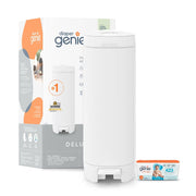 Diaper Genie I000757 Deluxe Infant Diaper Pail, Stainless Steel, White, Includes 9 Easy Roll Bags and Carbon Filter