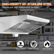 HAN'KITCHEN'LON'S Commercial Exhaust Hood, 4ft Stainless Steel, Removable Grease Filters, Grease Cup, LED Hood Light, NSF Certified, MFS04