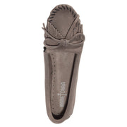 Minnetonka Moccasin Kilty Hardsole Moc Slip-On Shoes for Ladies - Grey - 9M