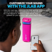 JLab JBuds Party Portable Bluetooth Speaker, 30W RMS, Pink, Waterproof, USB-C, LED Light, Rechargeable