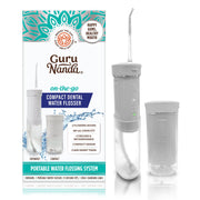 GuruNanda Compact Dental Water Flosser, Travel Size Oral Irrigator with 180 mL Tank, Cordless Rechargeable, White