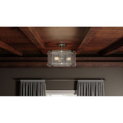 Quoizel Fortress 3 Light Semi-Flush Mount Ceiling Light, Mottled Silver, Textured Glass, Dimmable, 16 Inch, FTS1716MM