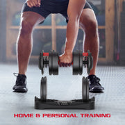 FitRx SmartBell XL Adjustable Dumbbell Set, 90lb Quick-Select Weights, Ergonomic Rubber-Coated Handle, Compact Design with Storage Rack, 30465